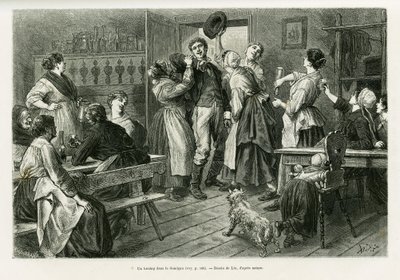 En hirtztag, en slags karneval, hvor alt er tilladt for kvinder, i Sundgau. Gravering af Lix for at illustrere historien A trevers l