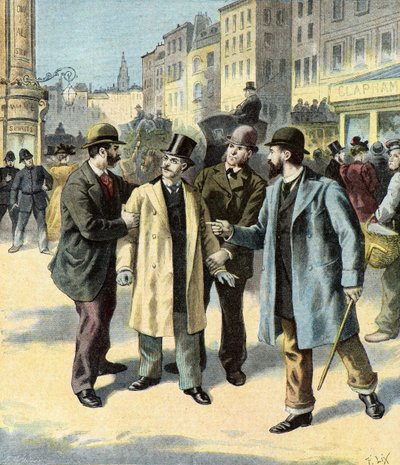 Arrestation af Leopold Emile Aron,1895 (Illustration) af Frederic Theodore Lix