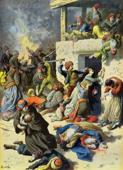 Tyrkernes massakre på Kreta i juli 1896 (gravering) af Frederic Theodore Lix