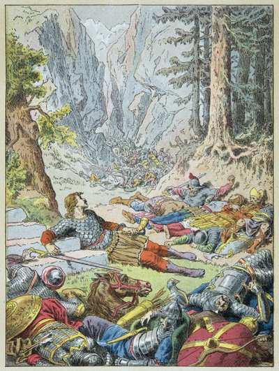 Roland døde i slaget ved Roncesvalaux af Frederic Theodore Lix