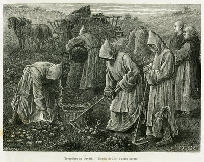 Trappister på arbejde. Gravering af Lix til illustration af historien A travers l