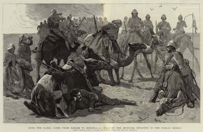 Med kamelkorpset fra Sarass til Dongola, et stop for det beredne infanteri i den nubiske ørken af Frederic Villiers