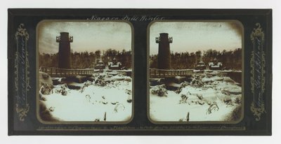 Vinter Niagara Falls, Terrapin Tower fra Goat Island af Frederic and William Langenheim