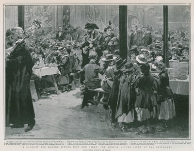 En banket for ujævne skoledrenge og piger (litho) af Frederic de Haenen