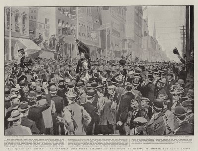 For Queen and Empire marcherer det canadiske kontingent til havnen i Quebec for at gå om bord til Sydafrika af Frederic de Haenen