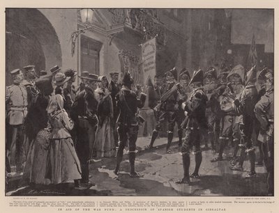 Til støtte for krigsfonden, en procession af spanske studerende i Gibraltar af Frederic de Haenen