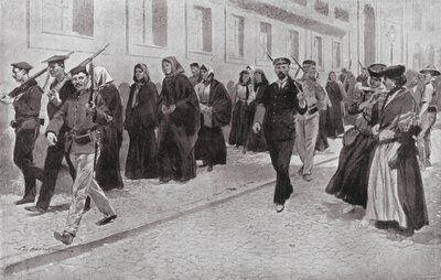 Nonner under republikansk beskyttelse under revolutionen (litografi) af Frederic de Haenen