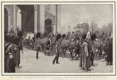 Dronning Victorias sidste fremskridt gennem London, pistolvognen med kisten passerer gennem Marble Arch af Frederic de Haenen