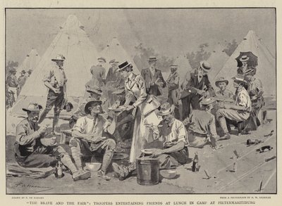 The Brave and the Fair, Troopers, der underholder venner til frokost i lejren i Pietermaritzburg af Frederic de Haenen
