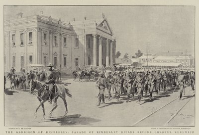 The Garrison of Kimberley, Parade of Kimberley Rifles før oberst Kekewich af Frederic de Haenen