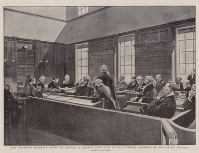 Den foreslåede kejserlige appeldomstol, en skitse fra livet i det nuværende kammer i Privy Council af Frederic de Haenen