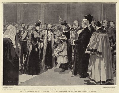 Receptionen i Guildhall, prinsessen af Wales modtager en buket af Frederic de Haenen