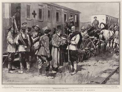 Russerne i Manchuriet fjerner kolerapatienter i Kharbia af Frederic de Haenen
