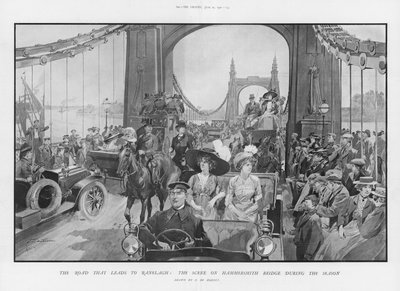 Scenen på Hammersmith Bridge i løbet af sæsonen af Frederic de Haenen