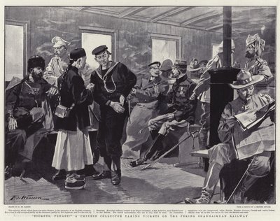 Billetter, tak! en kinesisk samler tager billetter på Peking Shanhaiguan Railway af Frederic de Haenen