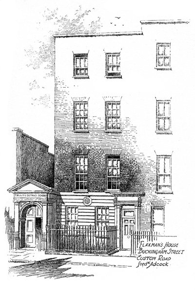 John Flaxmans hus, Buckingham Street, Euston Road, London, 1912 af Frederick Adcock