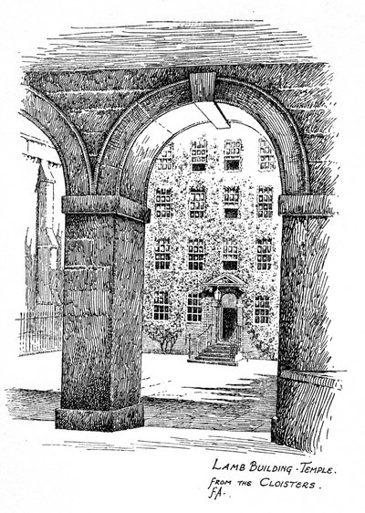 Lamb Building, Temple, fra klostrene, London, 1912 af Frederick Adcock
