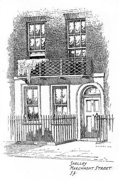 Percy Bysshe Shelleys hus, Marchmont Street, Bloomsbury, London, 1912 af Frederick Adcock