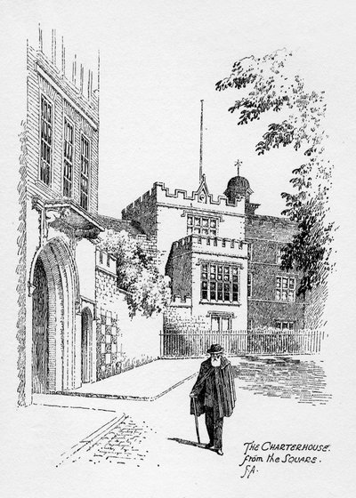 Charterhouse fra pladsen, London, 1912. af Frederick Adcock