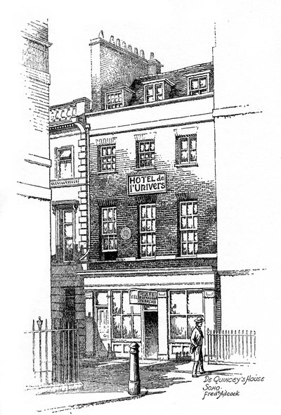 Thomas de Quincey hus, Soho, London, 1912 af Frederick Adcock