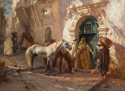 En scene i Nordafrika; 1885 af Frederick Arthur Bridgman