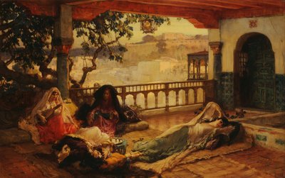 Aften over Algier, ca. 1880-1889 af Frederick Arthur Bridgman