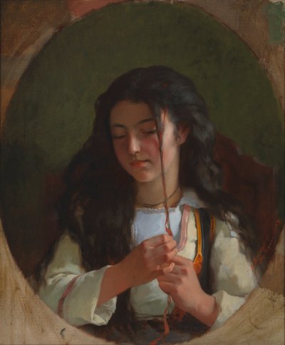 Studie af en ung pige, Pont Aven, 1869. af Frederick Arthur Bridgman