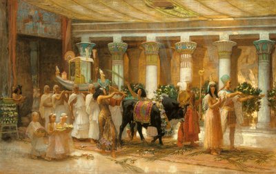 The Procession of the Sacred Bull, Apis, ca. 1879 (olie på lærred) af Frederick Arthur Bridgman