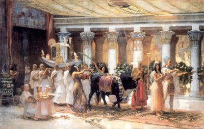 Procession of the Sacred Bull Apis, slutningen af det 19. eller begyndelsen af det 20. århundrede. af Frederick Arthur Bridgman