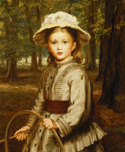 En ung pige leger med en bøjle, af Frederick Bacon Barwell