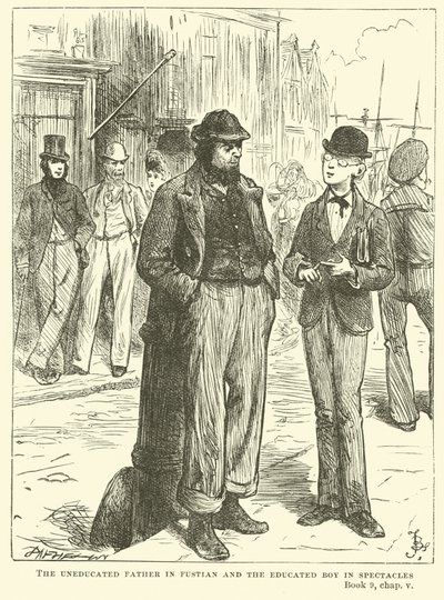 Den uuddannede far i fustian og den uddannede dreng i briller af Frederick Barnard
