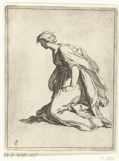 Knælende ung kvinde 15 små figurer (serietitel) af Frederick Bloemaert