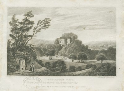 Barlaston Hall: gravering, nd [midt i det 19. århundrede] (tryk) af Frederick Calvert