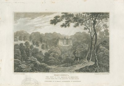 Beaudesert Hall og Park: gravering, nd [c 1830] af Frederick Calvert