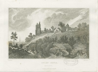Dudley Castle: gravering og [1800-tallet] af Frederick Calvert