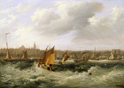 Liverpool, Lancashire fra floden Mersey og New Brighton, 1838 (for par se 257066) af Frederick Calvert