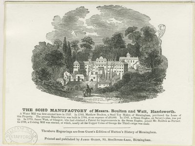 Soho Manufactory: træsnitsgravering af Frederick Calvert