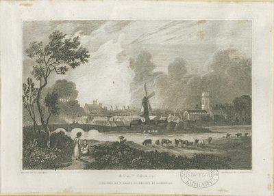 Stafford - South West View: gravering, nd [c 1830] (print) af Frederick Calvert