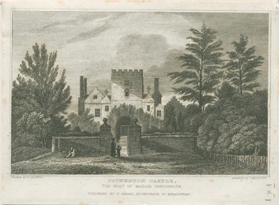 Stourton Castle: gravering, nd [c 1830] af Frederick Calvert