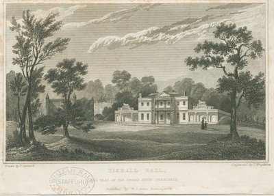 Tixall Hall: gravering, nd [c 1830] (tryk) af Frederick Calvert