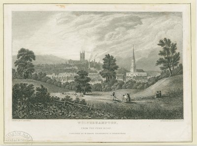 Wolverhampton - Fjernsyn fra Penn Road: stålgravering, nd [c 1830] (print) af Frederick Calvert