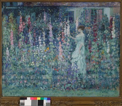 Stokroser af Frederick Carl Frieseke