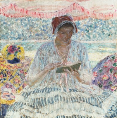 Sommerlæsning (Under forteltet) af Frederick Carl Frieseke