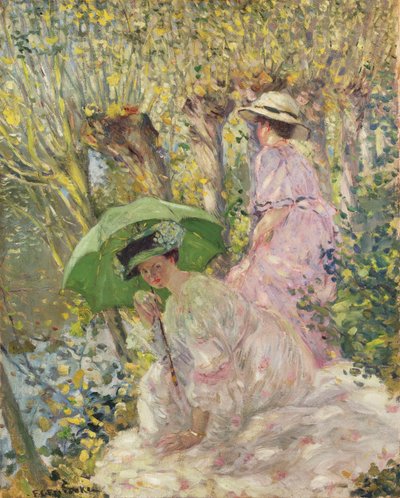 To unge piger i en have, ca. 1911 (olie på lærred) af Frederick Carl Frieseke