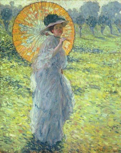 Kvinde med parasol, ca. 1906 (olie på lærred) af Frederick Carl Frieseke