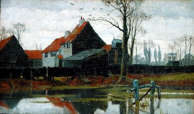 Farm Buildings, ca. 1889 (olie på lærred) af Frederick Cayley Robinson