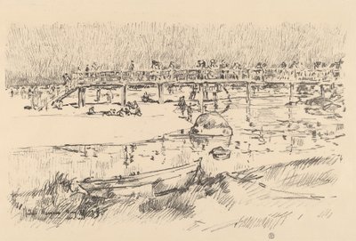 Badestrand, Bass Rocks, ca. 1918. af Frederick Childe Hassam