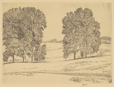 Hickories in a Hayfield, 1917. af Frederick Childe Hassam