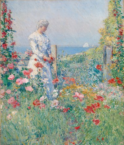 I haven Celia Thaxter i hendes have, 1892. af Frederick Childe Hassam