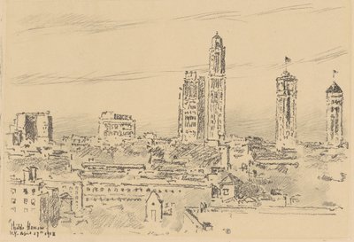 New York Skyline, Light Buildings, 1918. af Frederick Childe Hassam